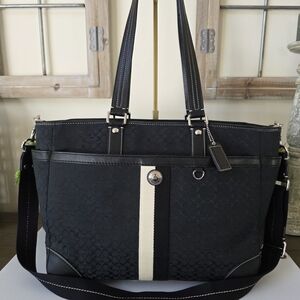 Coach Voyager XL Black Signature Tote Crossbody-Laptop-Diaper Bag Like New